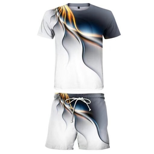 Men's Casual T-shirt Shorts Two-piece Printed Sportswear - Larawan 6