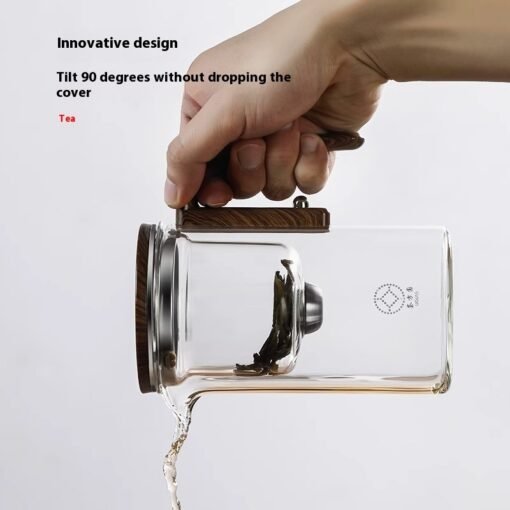 One Click Magnetic Teapot Separation Filtration Glass Tea Pot Wood Handle Tea Water Separation Inner Container Teapot - 图片 6