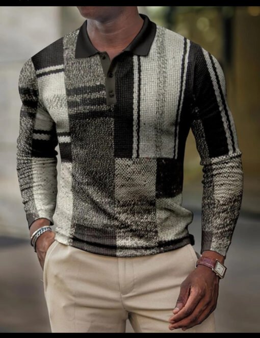 Men's 3D Printing Casual Retro Long Sleeve Top - Image 2