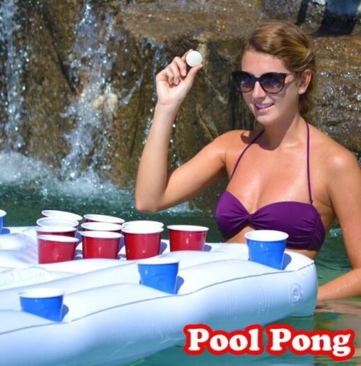 Water Party  Air Mattress Ice Bucket Cooler Cup Holder Inflatable Beer Pong Table Pool Float - Larawan 5