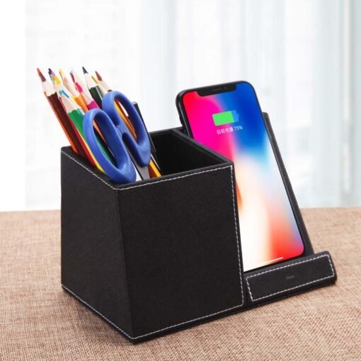 Leather Pen Holder Wireless Charger Wireless Phone Charger And Pen Holder Fast Charging Phone - 图片 3