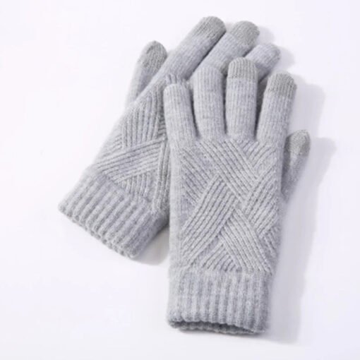 Autumn And Winter Double Layer Fleece-lined Thickened Knitting Gloves - Larawan 8