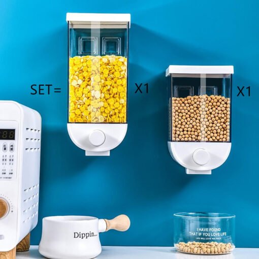 Kitchen Food Storage Easy Press Container Cereal Dispenser Wall Mounted Food Storage Box - Imagen 7