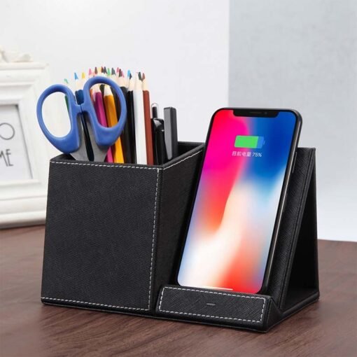 Leather Pen Holder Wireless Charger Wireless Phone Charger And Pen Holder Fast Charging Phone - 图片 5