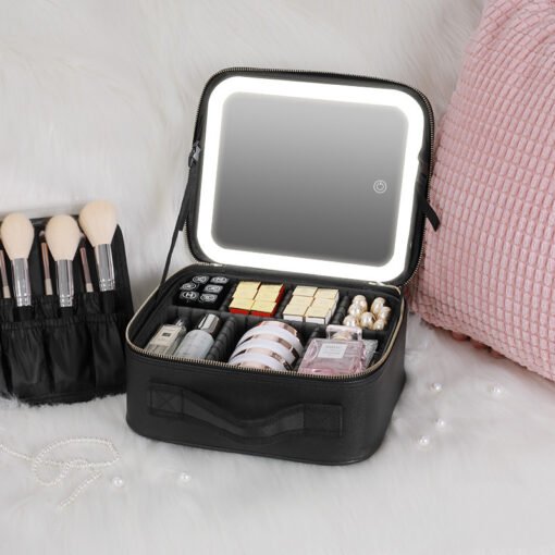 Smart LED Cosmetic Case With Mirror Cosmetic Bag Large Capacity Fashion Portable Storage Bag Travel Makeup Bags - Imagen 8