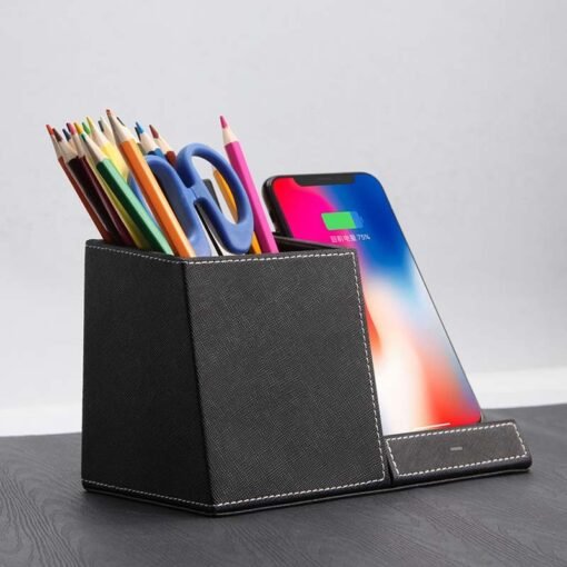 Leather Pen Holder Wireless Charger Wireless Phone Charger And Pen Holder Fast Charging Phone - 图片 8