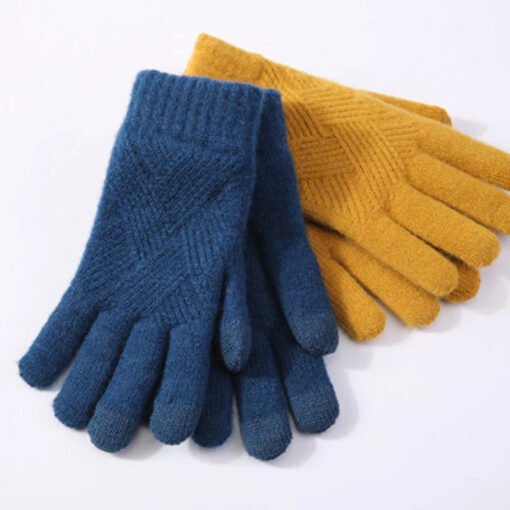 Autumn And Winter Double Layer Fleece-lined Thickened Knitting Gloves - Larawan 5