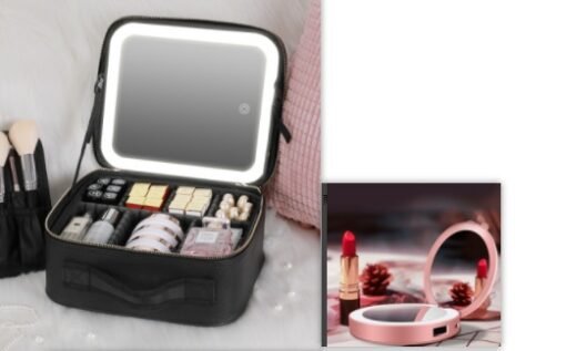 Smart LED Cosmetic Case With Mirror Cosmetic Bag Large Capacity Fashion Portable Storage Bag Travel Makeup Bags - Imagen 9