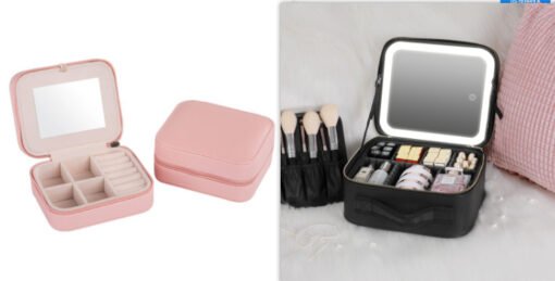 Smart LED Cosmetic Case With Mirror Cosmetic Bag Large Capacity Fashion Portable Storage Bag Travel Makeup Bags - Imagen 2