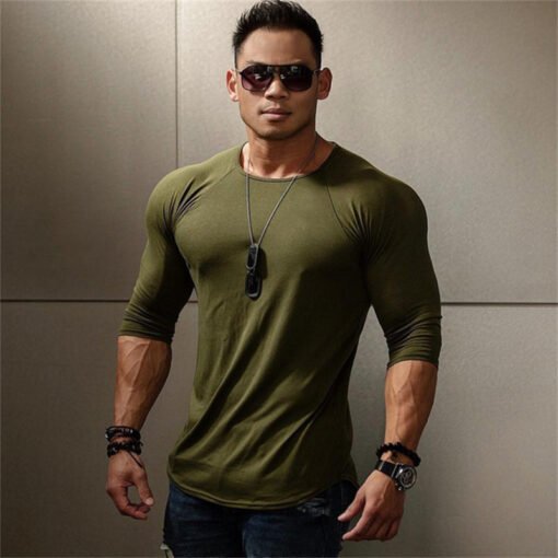 New Long Sleeve T Shirt Sport Men Gym Shirt Quick Dry Gym Fitness Training Running T Shirt Men Workout T-Shirt Bodybuilding Tops - immagine 6