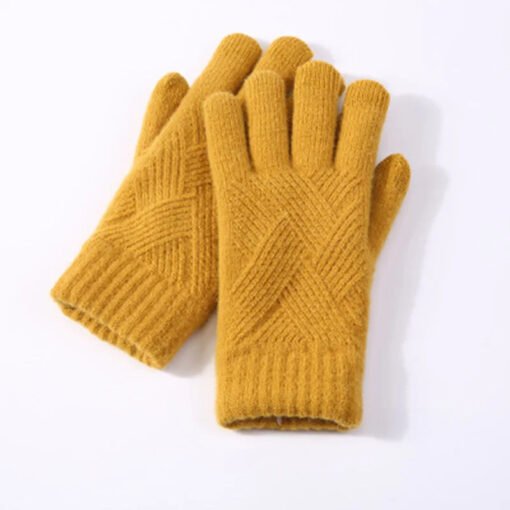 Autumn And Winter Double Layer Fleece-lined Thickened Knitting Gloves - Larawan 7