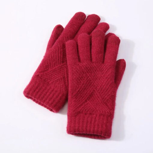 Autumn And Winter Double Layer Fleece-lined Thickened Knitting Gloves - Larawan 2