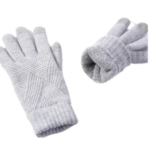 Autumn And Winter Double Layer Fleece-lined Thickened Knitting Gloves - Larawan 6