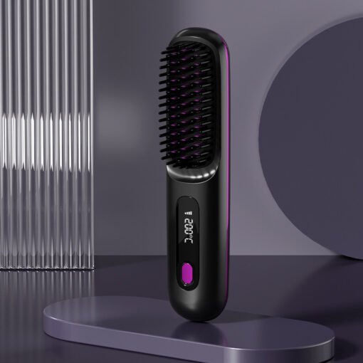 2 In 1 Straight Hair Comb Wireless Hair Straightener Brush Hair Fast Heating Portable Hot Curler USB Charging - immagine 3