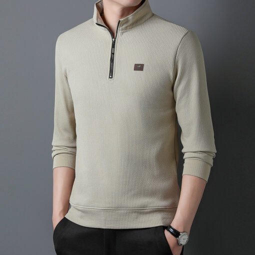 Commuter Half Zipped Stand Collar Long Sleeve Fleece T-shirt - Image 5