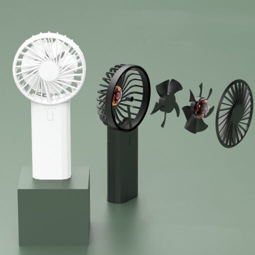 New Multi-function Portable Fan, Student Handheld Fan, Charging Usb Fan, Double Fan Blade Charging Treasure Fan - immagine 5