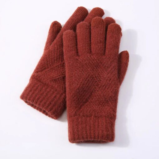 Autumn And Winter Double Layer Fleece-lined Thickened Knitting Gloves - Larawan 9