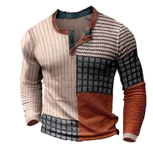 Men's 3D Printing Casual Retro Long Sleeve Top - Image 7