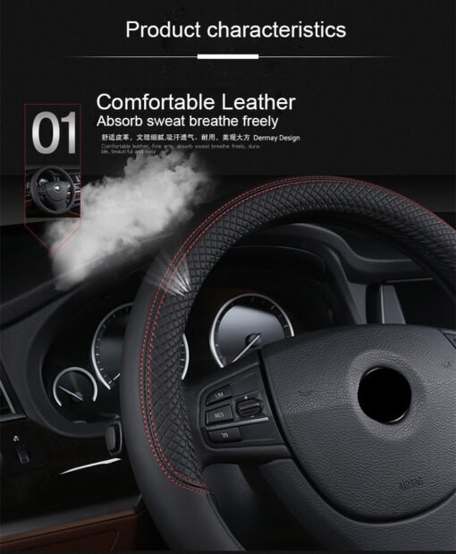 Universal Leather Car Steering Wheel Cover - Image 10