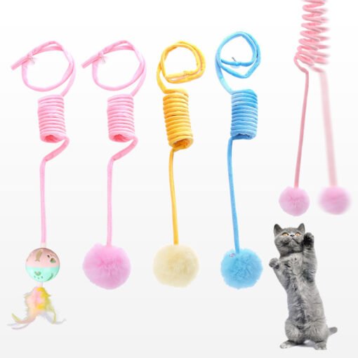 Cat Toy Self-Hi Sucker Spring Rabbit Hair Ball Interactive Play Pet Supplies Interactive Toys - Hình ảnh 9