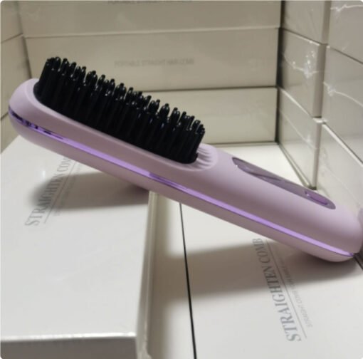 2 In 1 Straight Hair Comb Wireless Hair Straightener Brush Hair Fast Heating Portable Hot Curler USB Charging - immagine 7