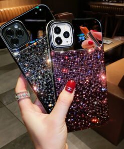 European And American Punk Gradient Rhinestone Makeup Mirror Phone Case