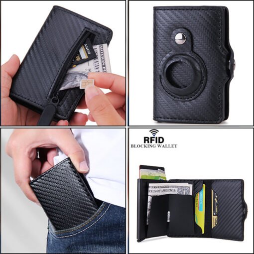 Multifunctional Card Holder Airtag Men's Short Card Holder Wallet Air Tag - immagine 2